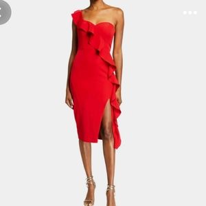 Asymmetrical, one shoulder, crepe cocktail dress